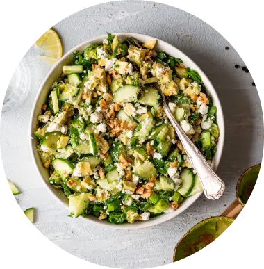 Avocado and Fresh Cheese with Walnut Salad