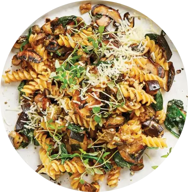 Macaroni with Eggplant and Mushrooms