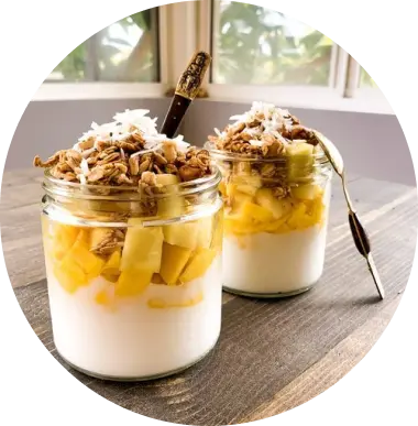Yogurt Parfait with Granola and Pineapple